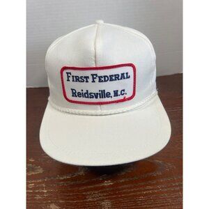 Vintage White Strapback Hat First Federal Reidsville N.C. X3